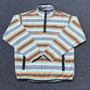 CINCH Mens Large Aztec Stripe Fleece Pullover 1/4 Snap Mock Neck Pockets SW Trim